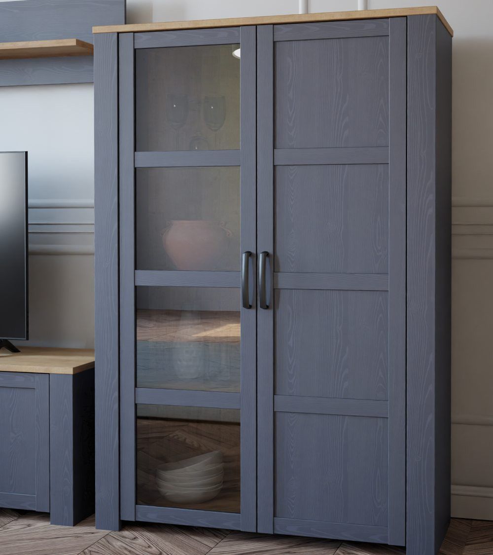 Vitrina alta 2 puertas ODIN, en azul marino