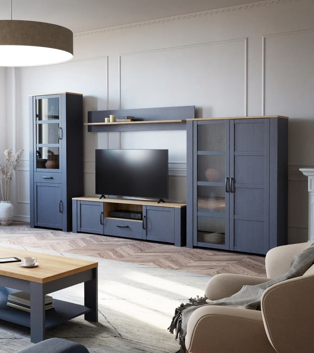 Vitrina alta 2 puertas ODIN, en azul marino