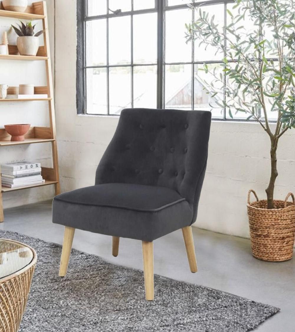 Butaca terciopelo Mary, con patas de madera