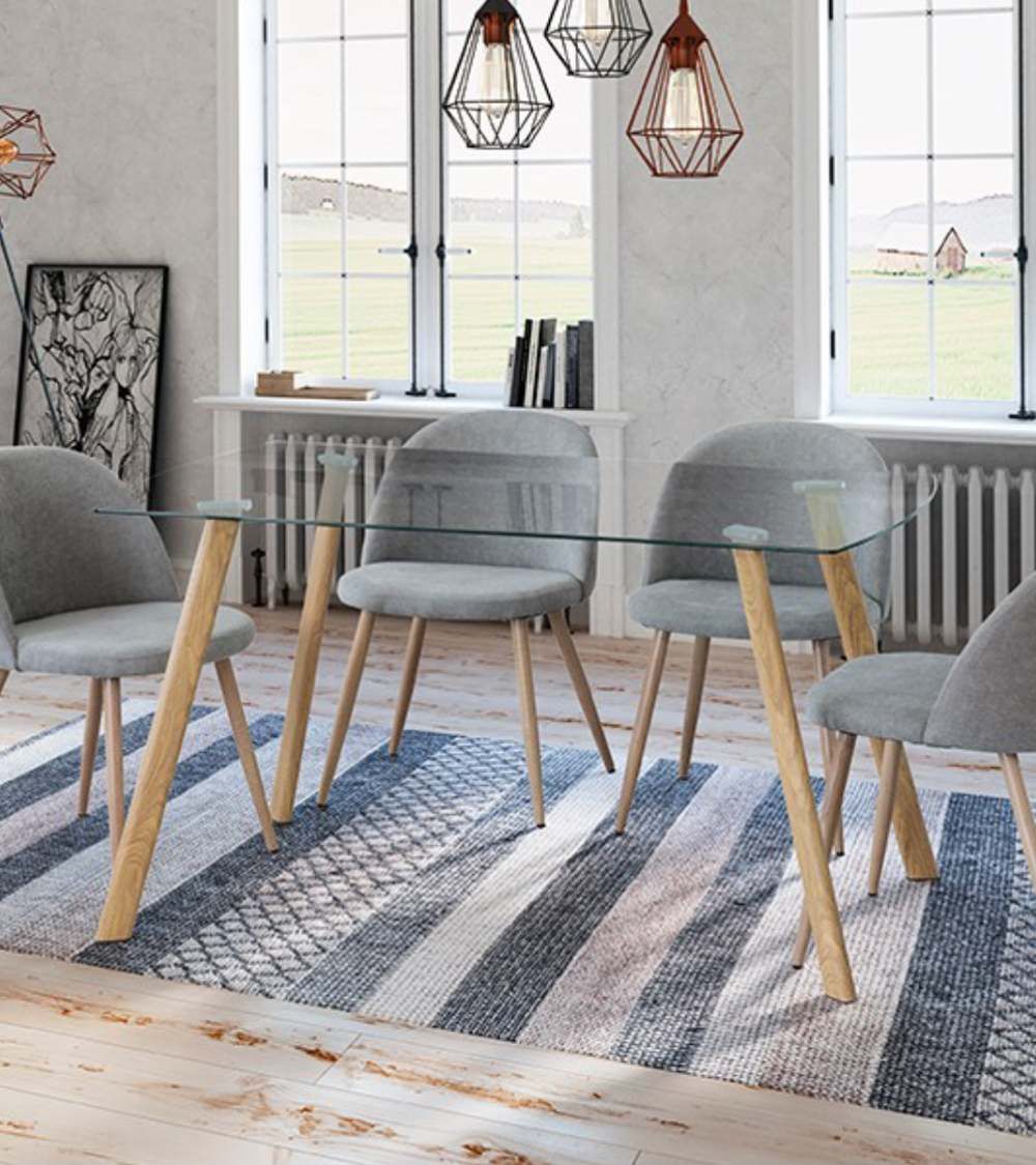 Mesa comedor de cristal REKA 140x80 cm