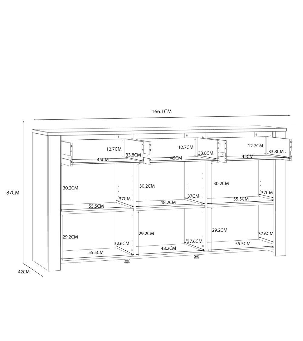 Aparador 3 puertas y 3 cajones ODIN azul marino
