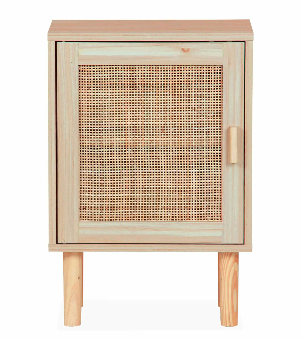 Mesita de noche de ratán 1 puerta CAMILE